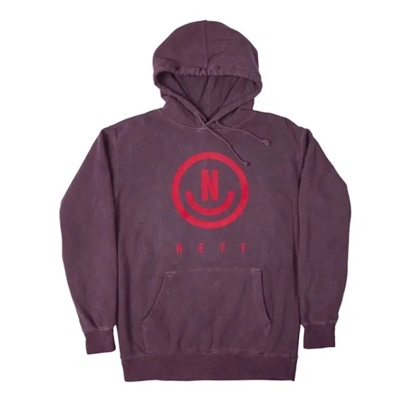 NEFF Mens Pigment Hoodie Corporate Logo Pullover Fleece in Sangria Wine … - Picture 1 of 7